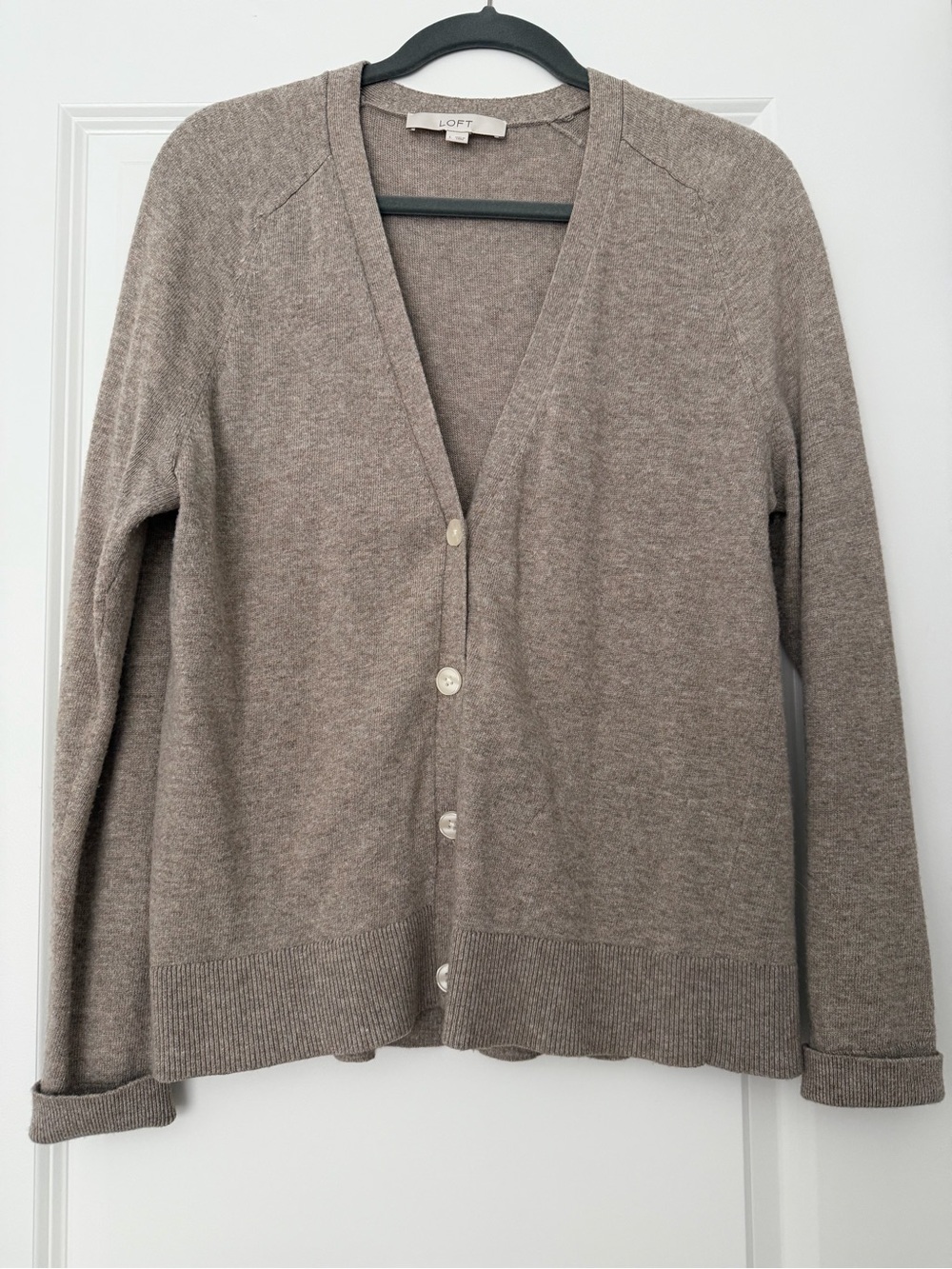 LOFT Taupe Button Cardigan